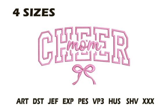 Cheer Mom Bow Embroidery Design File