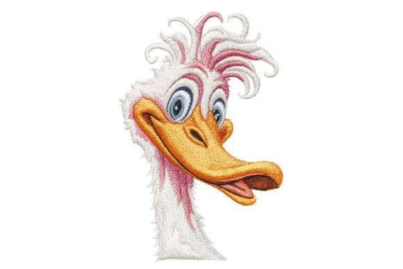 Curly-Haired Duck Embroidery Design