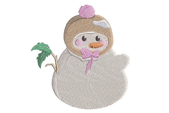 Cute Snowman with Pink Hat and Bow