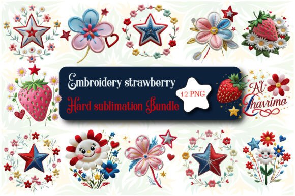 Embroidery Strawberry Hard Sublimation