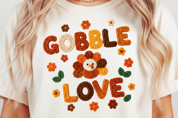 Faux Embroidery Gobble Love PNG