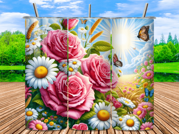 Flowers Faux Embroidery Tumbler Wrap