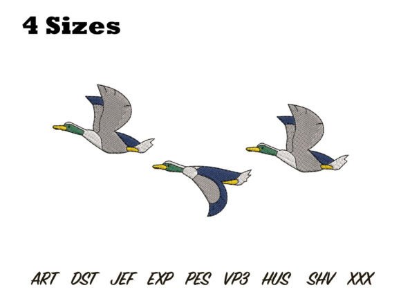 Flying Ducks Embroidery Design