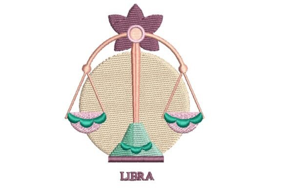 Libra Zodiac Sign Embroidery Design