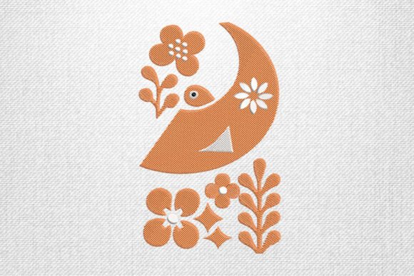 Moon Bird Floral Embroidery Design Set