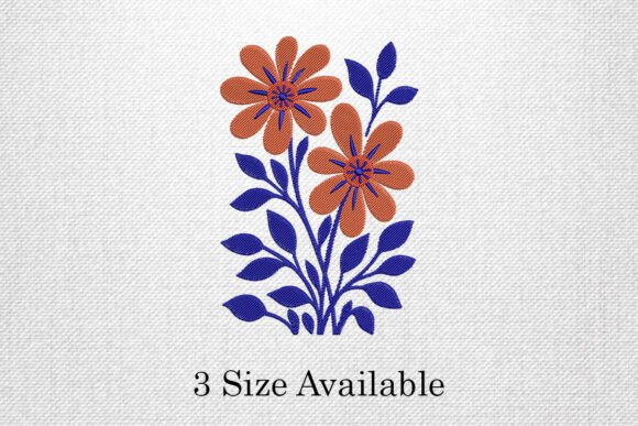 Orange and Blue Floral Embroidery Design