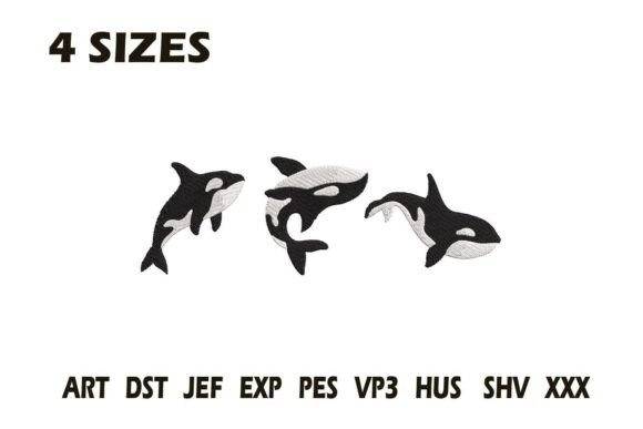 Orca Whale Family Embroidery Design