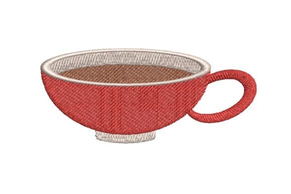 Red Teacup Embroidery Design