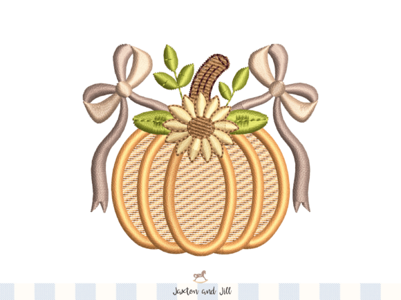 Rustic Pumpkin Bow Embroidery Design