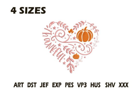 Thankful Pumpkin Heart Embroidery