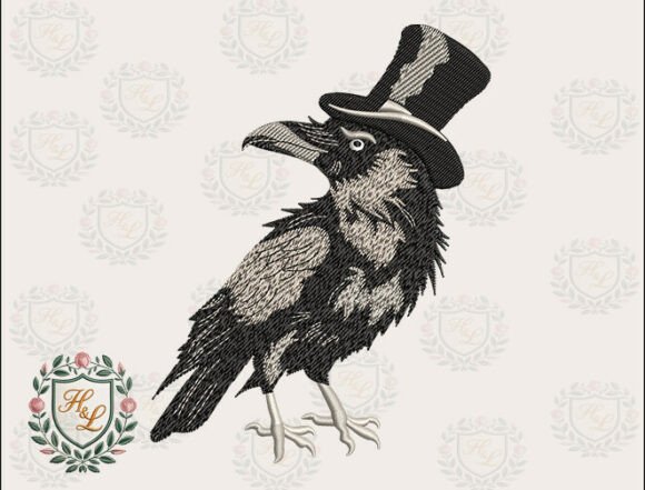 Vintage Crow Hat Embroidery Files